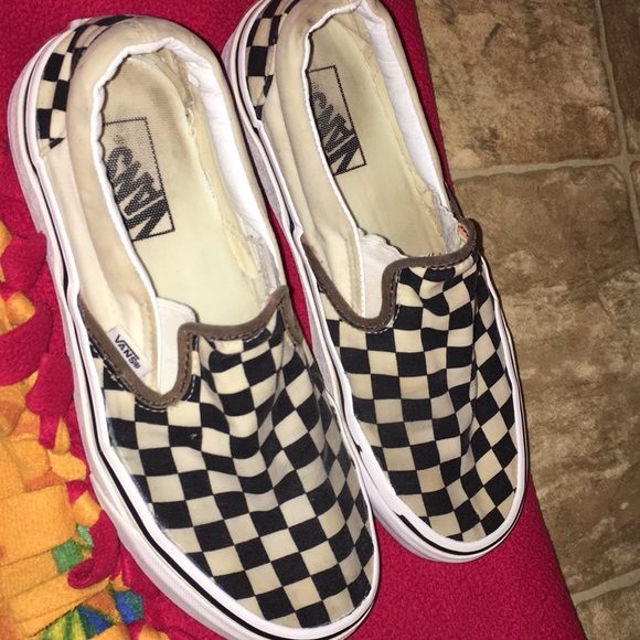 bleached checkered vans